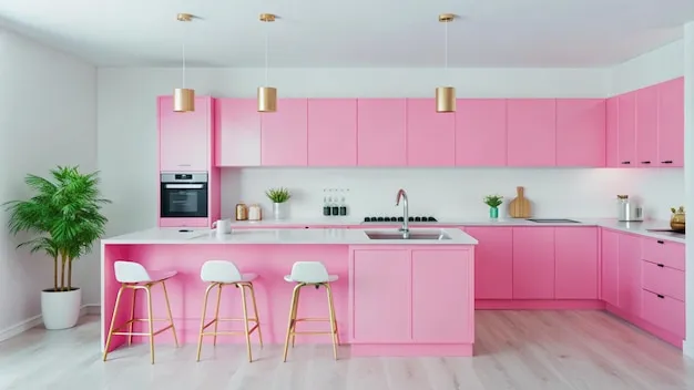 7 cocinas pintadas en color rosa que transformarán tu hogar